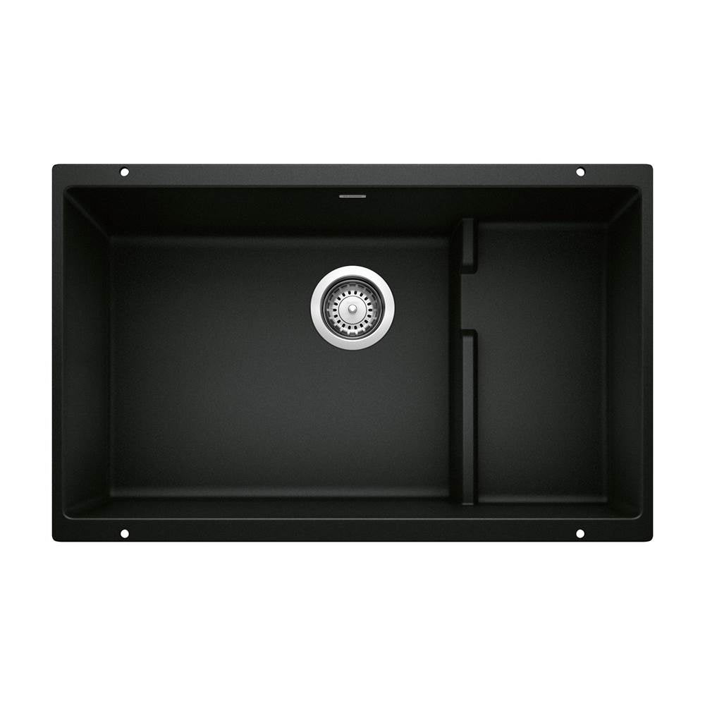 Precis Cascade SILGRANIT 29" Single Bowl Undermount Kitchen Sink with Colander - Coal Black