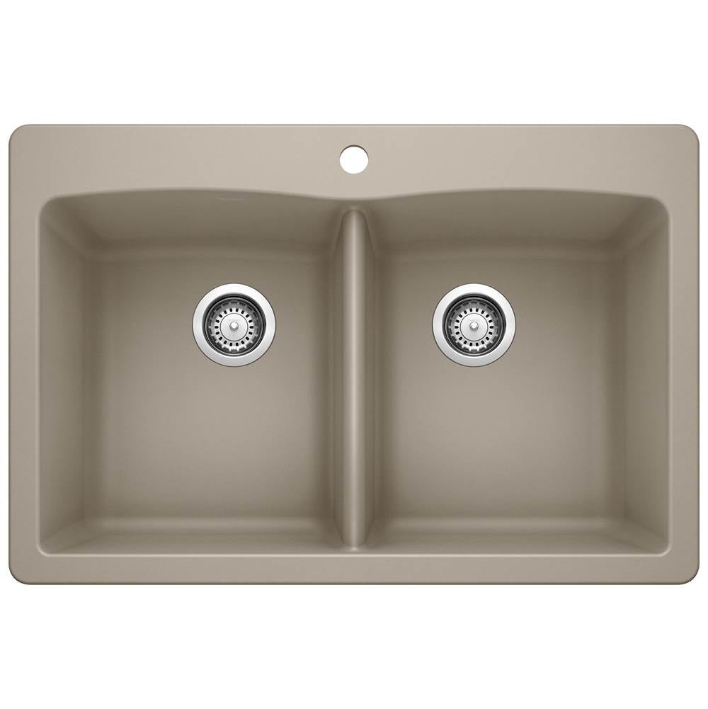 Diamond SILGRANIT 33" 50/50 Double Bowl Dual Mount Kitchen Sink - Coal Black