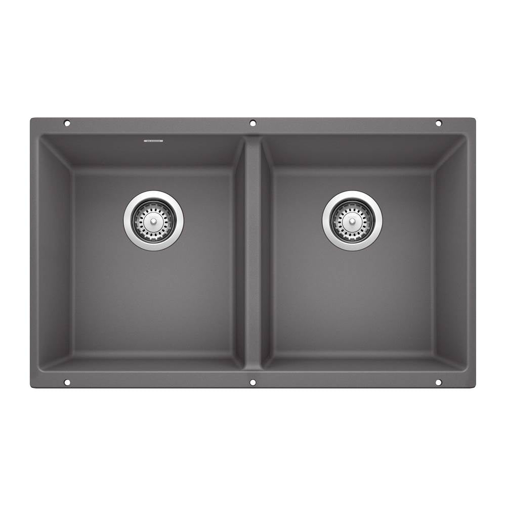 Precis SILGRANIT 29" 50/50 Double Bowl Undermount Kitchen Sink - Cinder