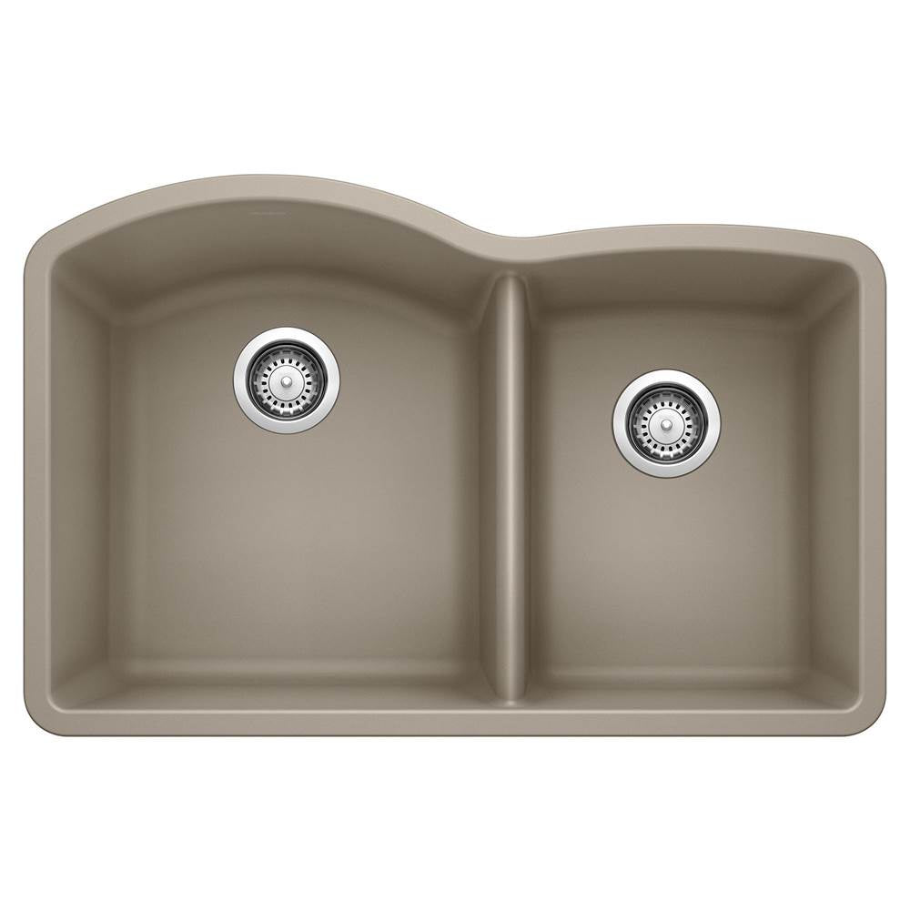 Diamond SILGRANIT 32" 60/40 Double Bowl Undermount Kitchen Sink - Coal Black
