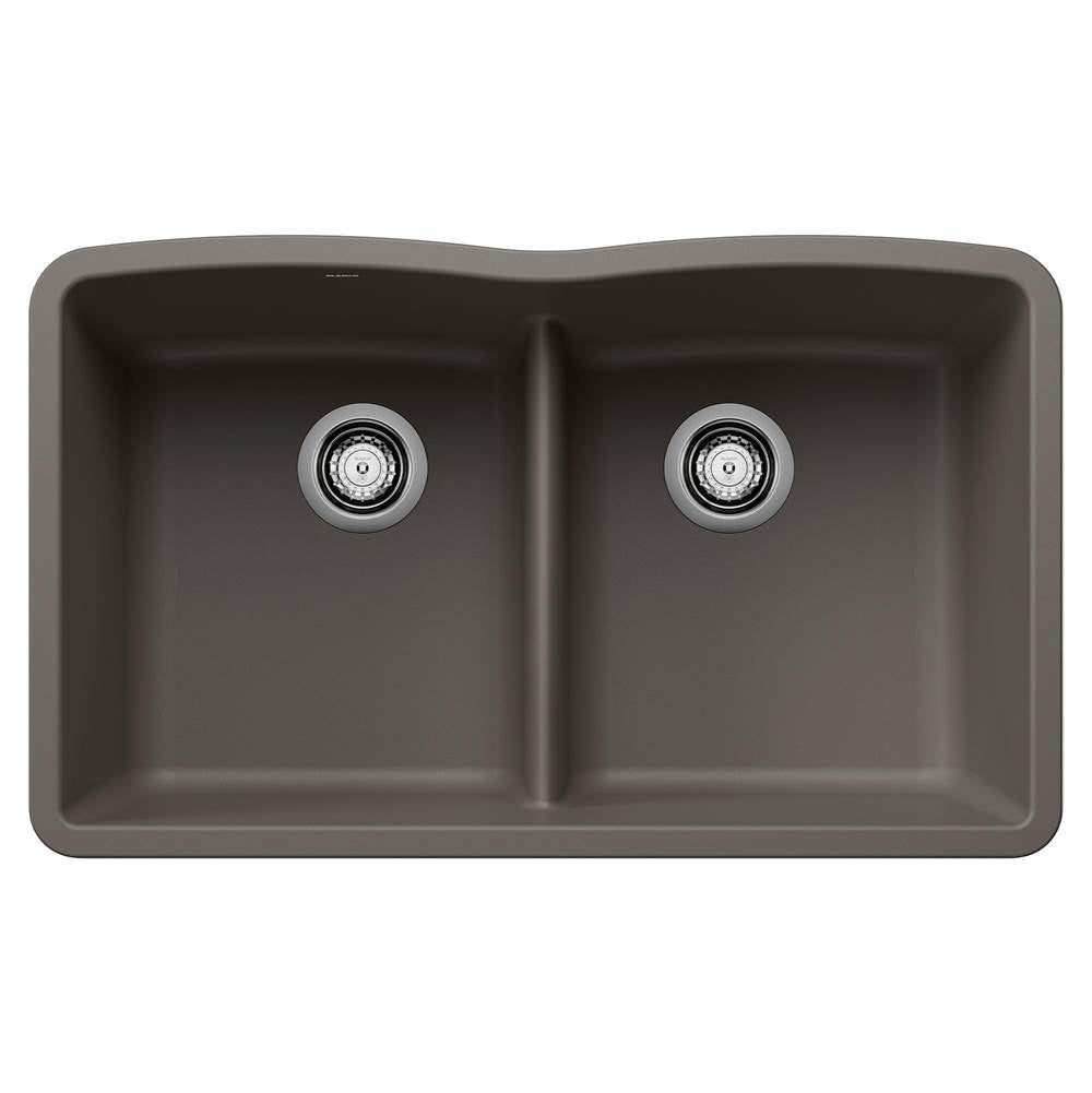Diamond SILGRANIT 32" 50/50 Double Bowl Undermount Kitchen Sink with Low Divide - Volcano Gray