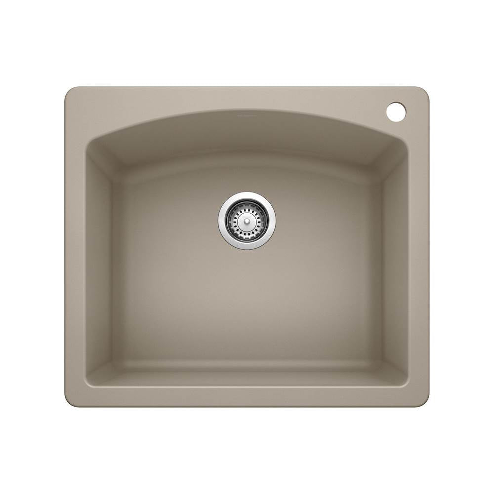 Diamond SILGRANIT 25" Single Bowl Dual Mount Kitchen Sink - Coal Black
