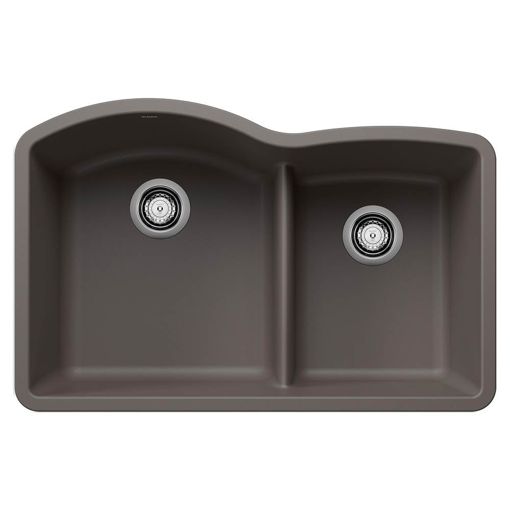 Diamond SILGRANIT 32" 60/40 Double Bowl Undermount Kitchen Sink with Low Divide - Volcano Gray