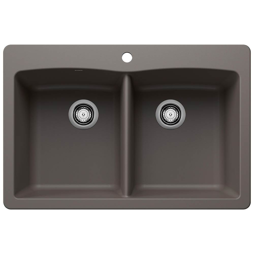 Diamond SILGRANIT 33" 50/50 Double Bowl Dual Mount Kitchen Sink - Volcano Gray