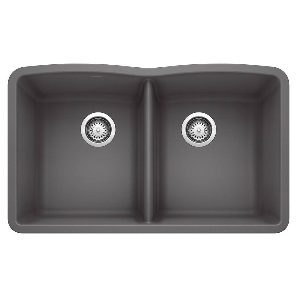 Diamond SILGRANIT 32" 50/50 Double Bowl Undermount Kitchen Sink - Coal Black