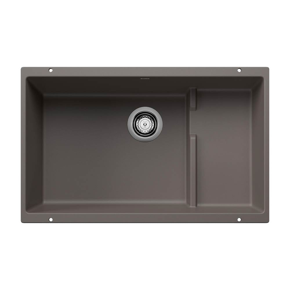 Precis Cascade SILGRANIT 29" Single Bowl Undermount Kitchen Sink with Colander - Volcano Gray