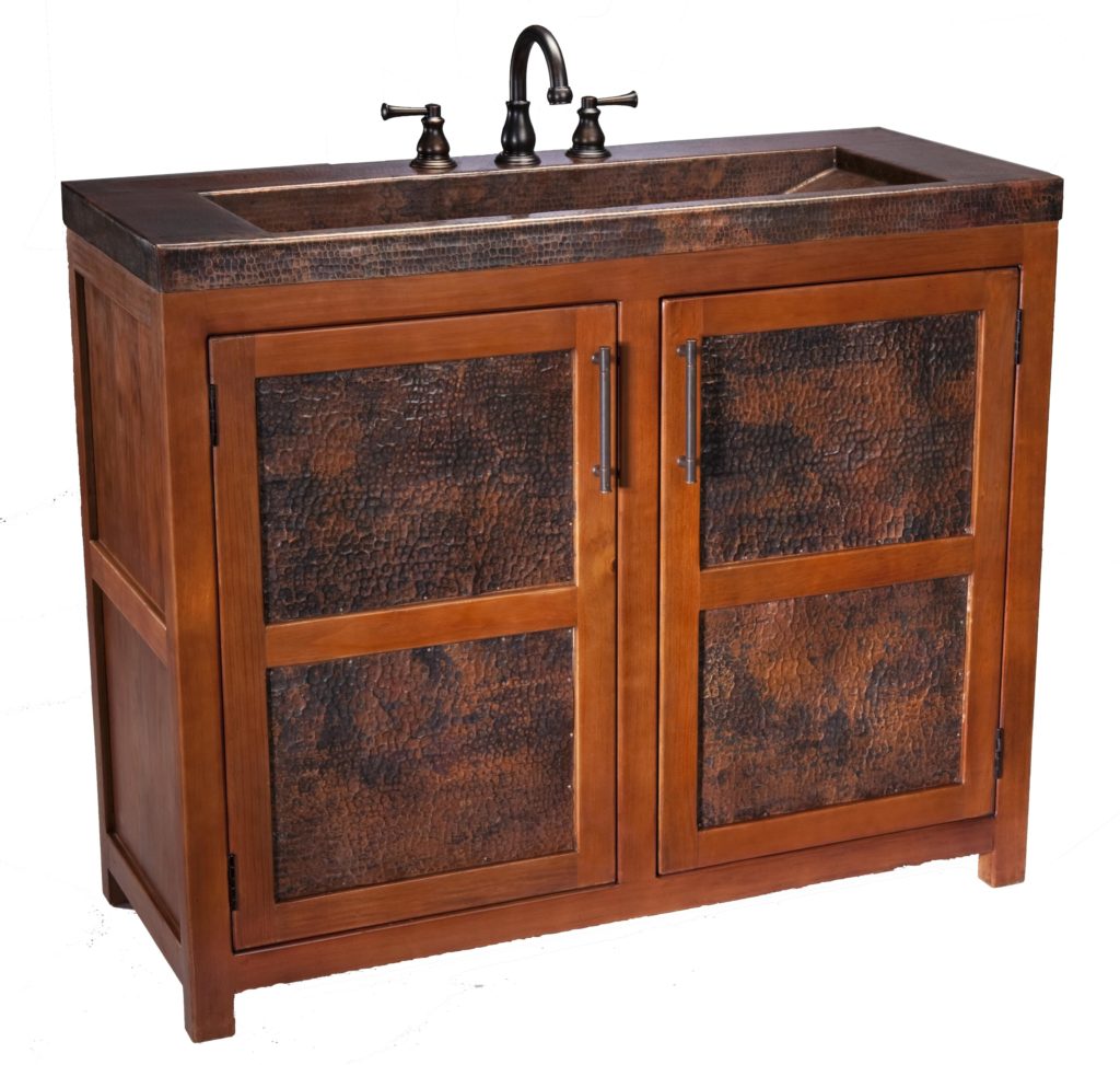Thompson Traders VTL Lerma Gr&e Vanities & Pedestals Sink in Sink: Aged Copper (Hammered)

Vanity: Wood with Integrated 
Aged Copper Countertop & Sink