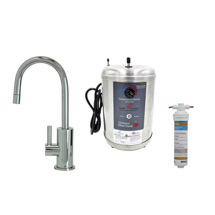 Hot Water Faucet with Contemporary Round Body and Handle and Little Little Gourmet  Premium Hot Water Tank