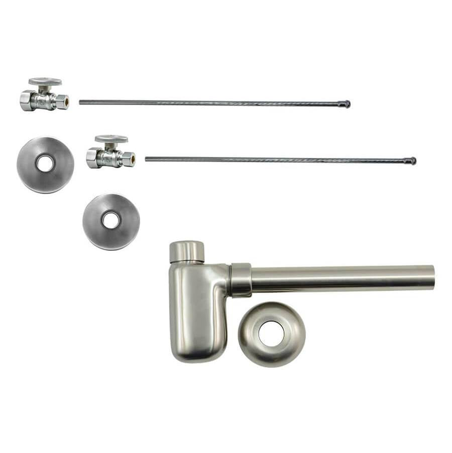 Lavatory Supply Kit - Brass Oval Handle with 1/4 Turn Ball Valve (MT410-NL) - Straight, Bottle Trap