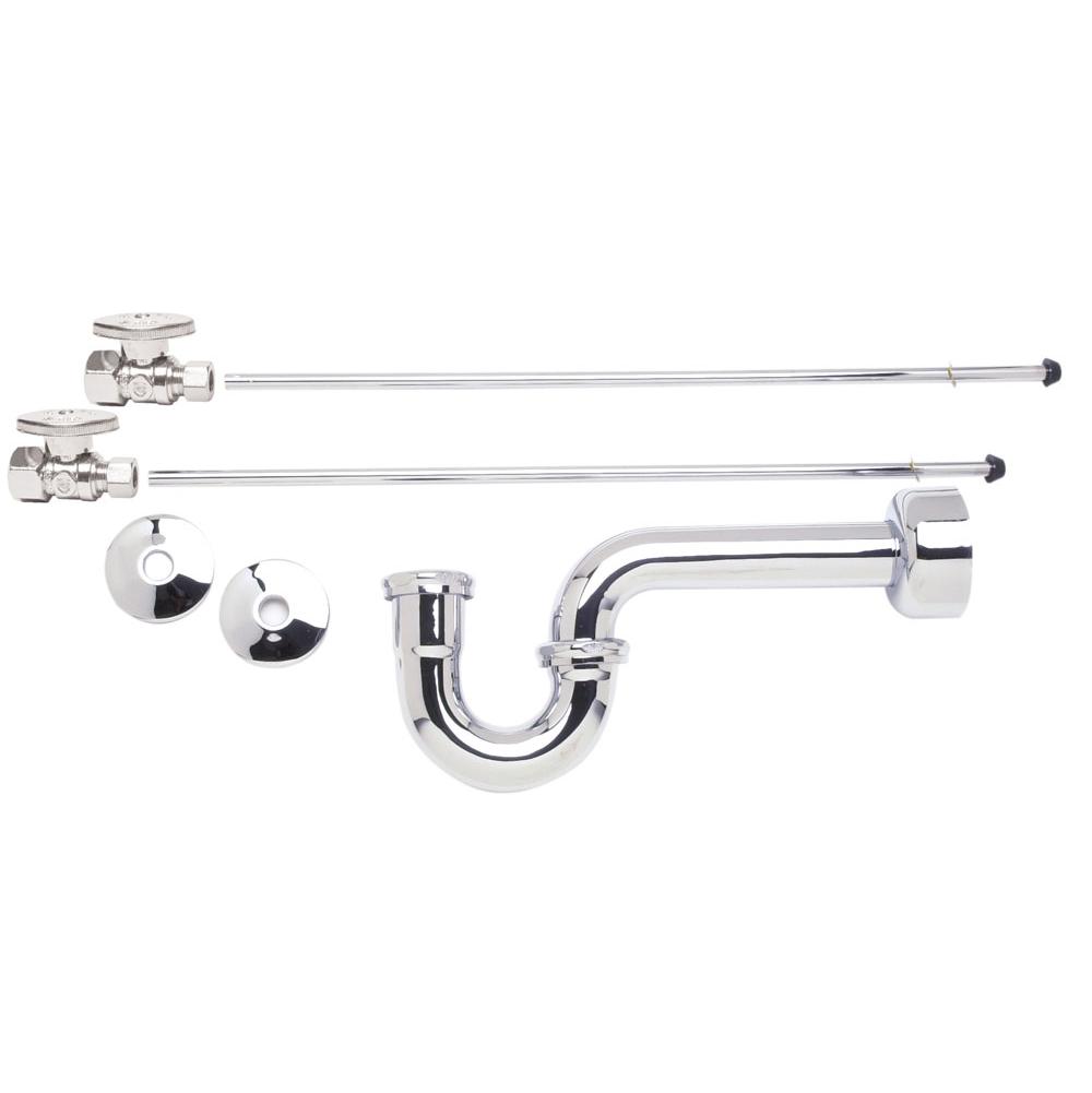 Lavatory Supply Kit - Brass Oval Handle with 1/4 Turn Ball Valve (MT410-NL) - Straight, P-Trap 1-1/2"