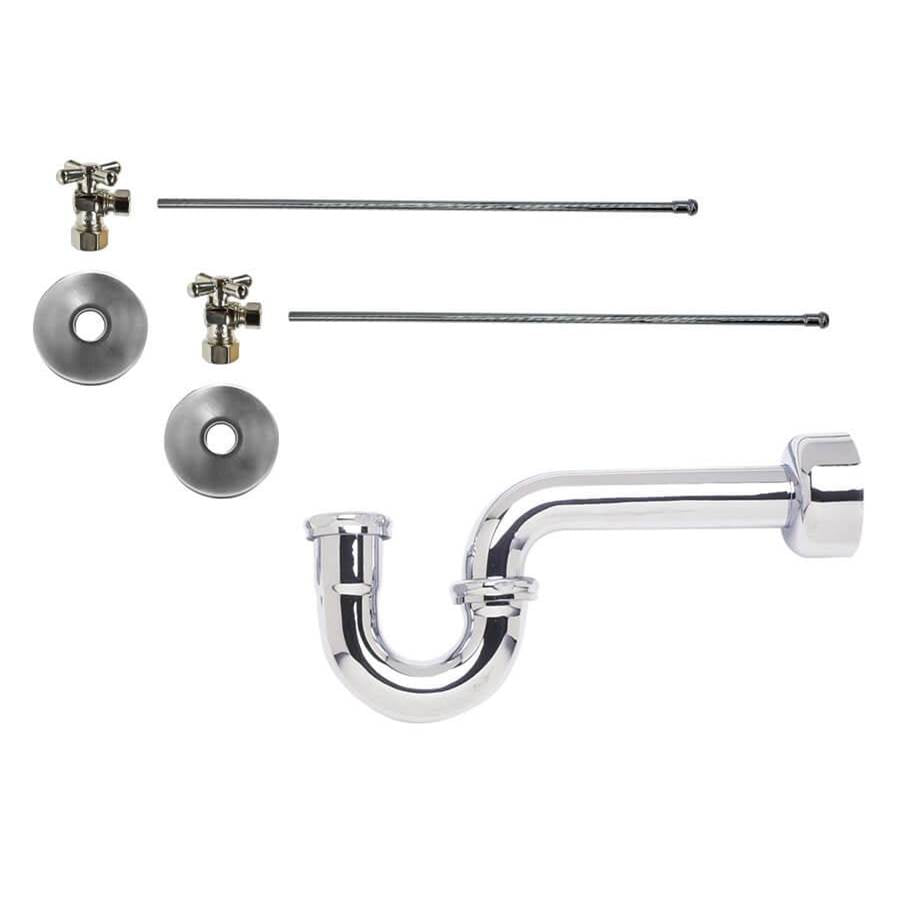 Lavatory Supply Kit - Brass Cross Handle with 1/4 Turn Ball Valve (MT621-NL) - Angle, P-Trap 1-1/2"