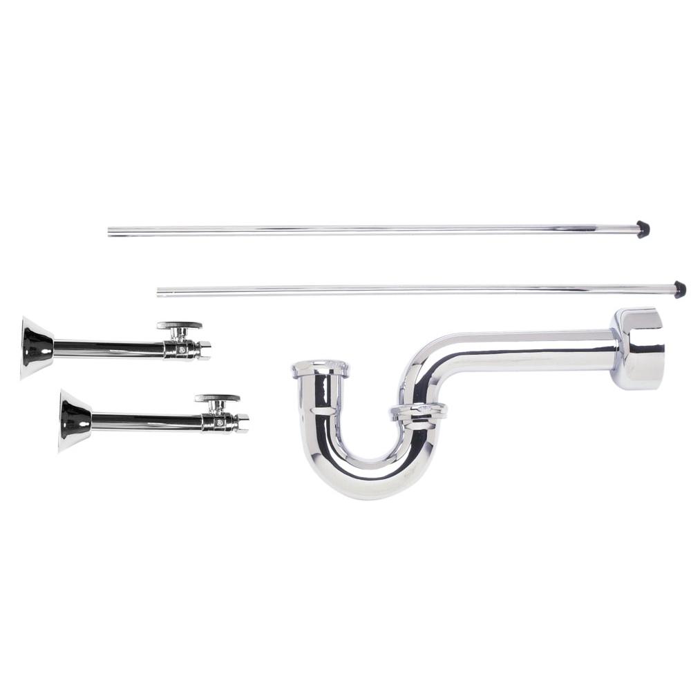 Lavatory Supply Kit - Brass Oval Handle with 1/4 Turn Ball Valve (MT317-NL) - Straight Sweat, P-Trap 1-1/4"