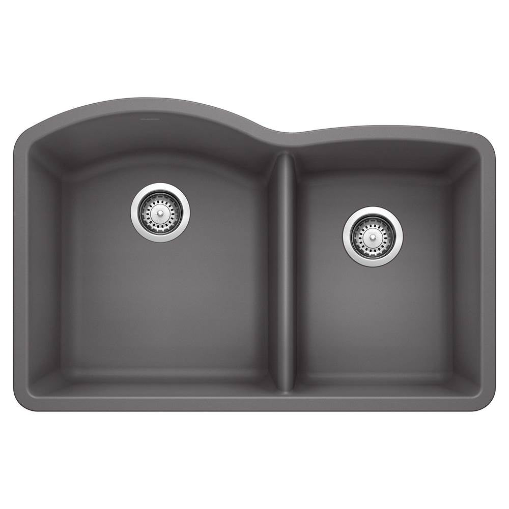 Diamond SILGRANIT 32" 60/40 Double Bowl Undermount Kitchen Sink - Coal Black