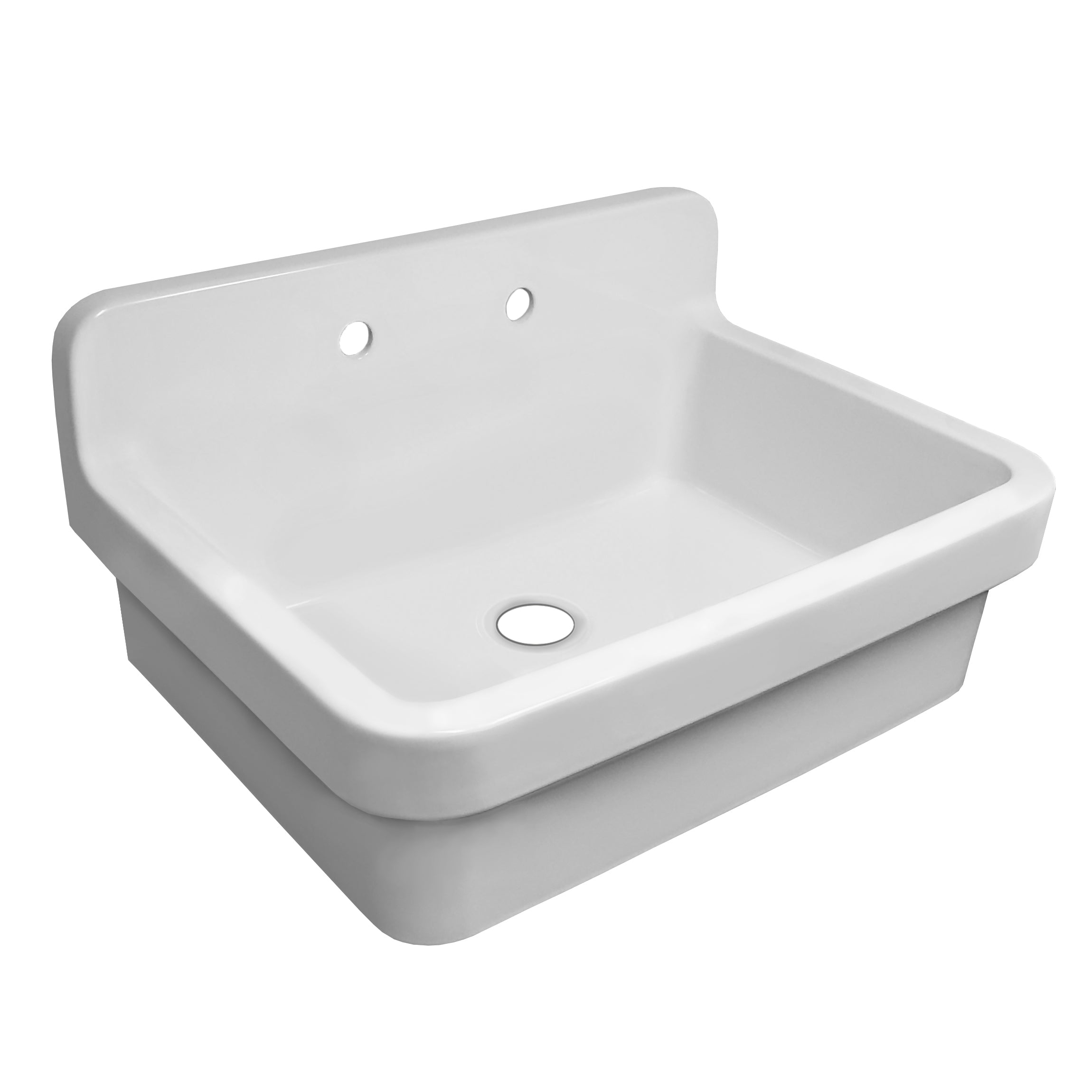 Old Fashioned Country Fireclay Utility Sink with High Backsplash