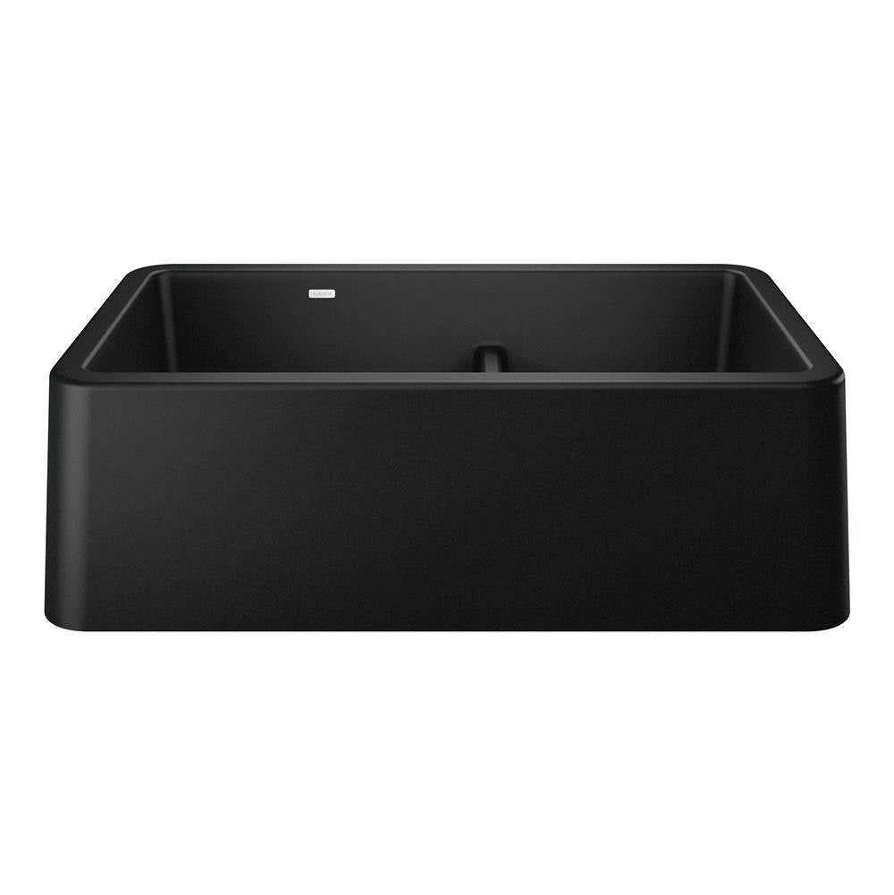 Ikon SILGRANIT 33" Double Bowl Apron-Front Farmhouse Sink with Low Divide - Coal Black