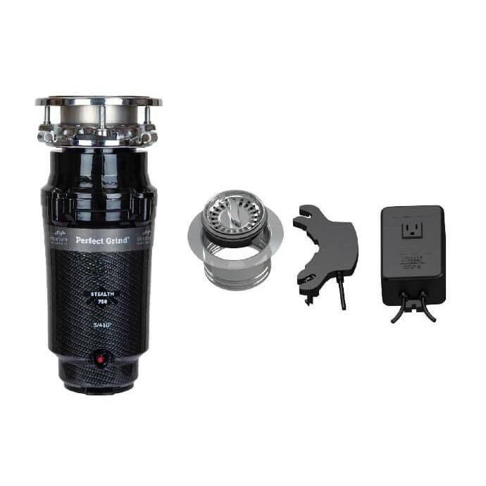 Batch Feed Waste Disposer System Kit with 3-Bolt Mount 3/4 HP Disposer