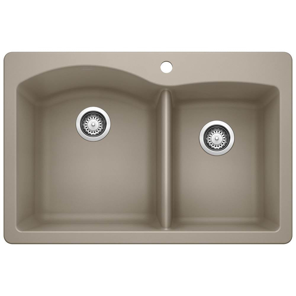 Diamond SILGRANIT 33" 60/40 Double Bowl Dual Mount Kitchen Sink - Coal Black