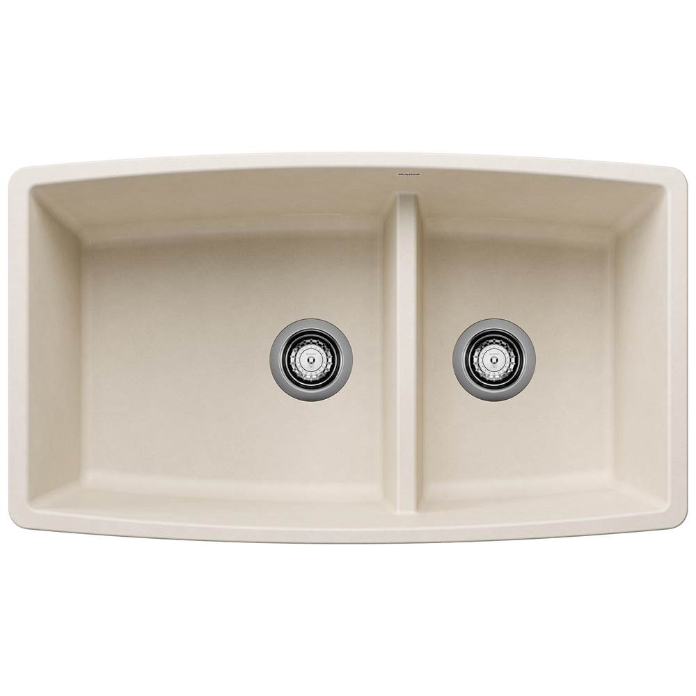 Performa SILGRANIT 33" 60/40 Double Bowl Undermount Kitchen Sink with Low Divide - Volcano Gray