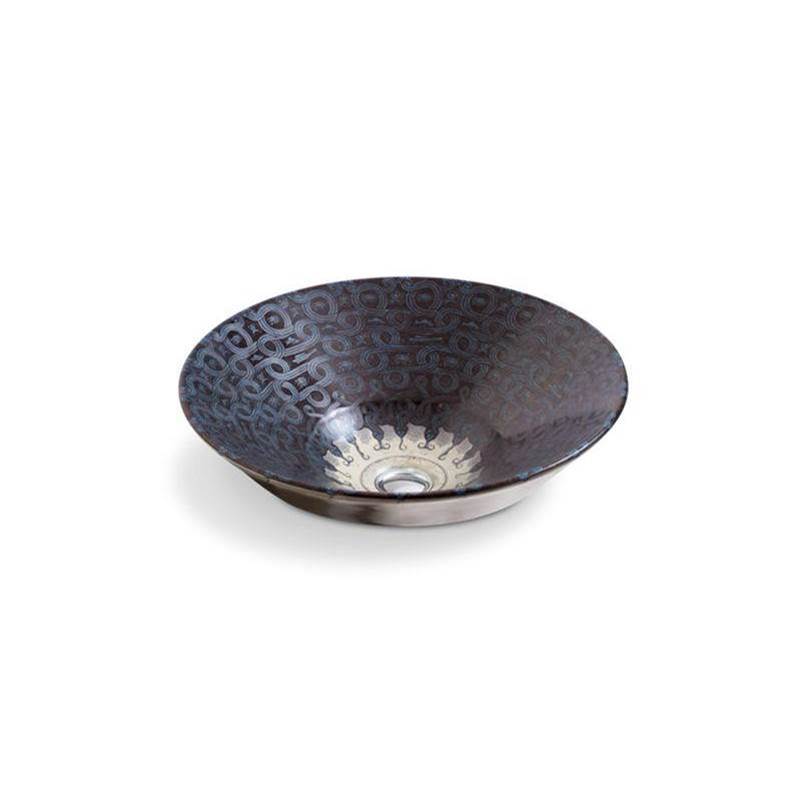 Serpentine Bronze Conical Bell  16-1/4" round vessel bathroom sink, no overflow