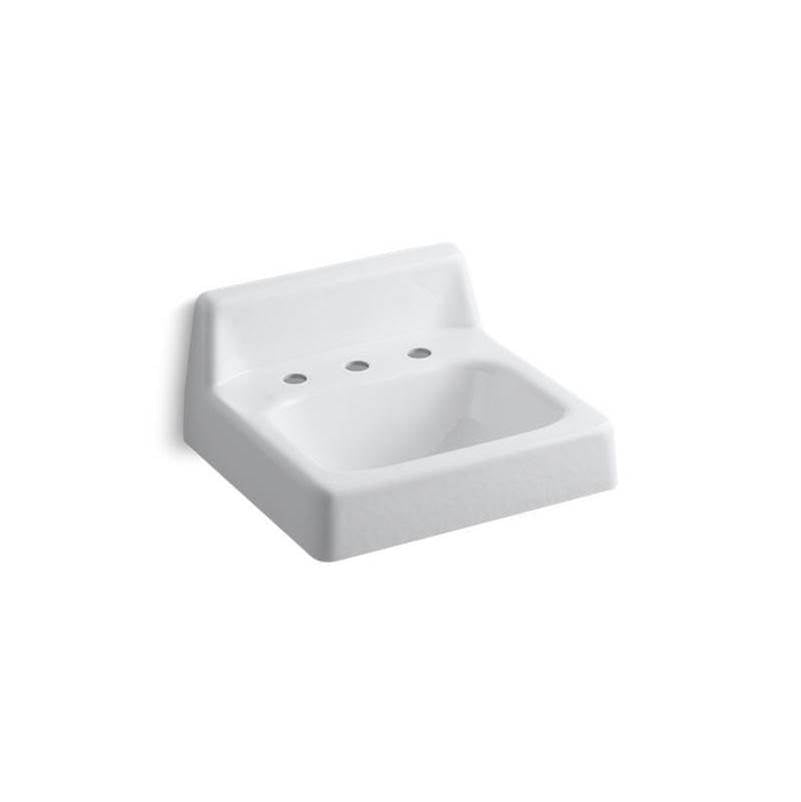 Hudson 20" x 18" wall-mount bathroom sink with widespread faucet holes and lugs for chair carrier