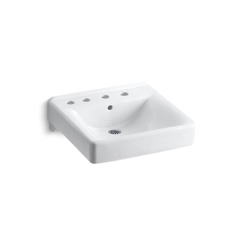 Soho  20" x 18" wall-mount/concealed arm carrier bathroom sink with 8" widespread faucet holes and left-hand soap dispenser hole