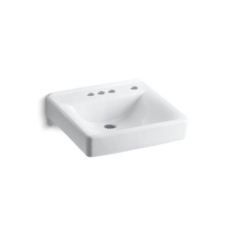 Soho  20" x 18" wall-mount/concealed arm carrier bathroom sink with 4" centerset faucet holes and right-hand soap dispenser hole