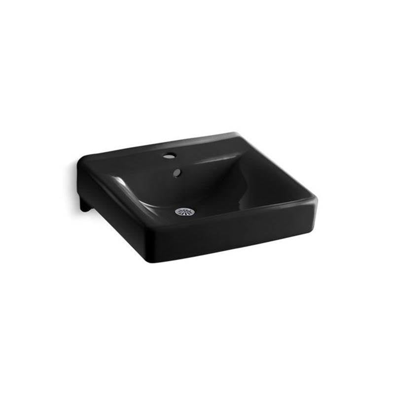 Soho  20" x 18" wall-mount/concealed arm carrier bathroom sink with single faucet hole