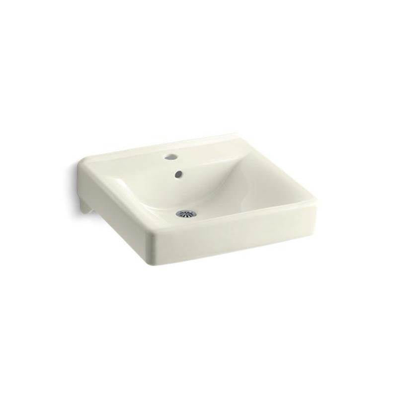 Soho  20" x 18" wall-mount/concealed arm carrier bathroom sink with single faucet hole