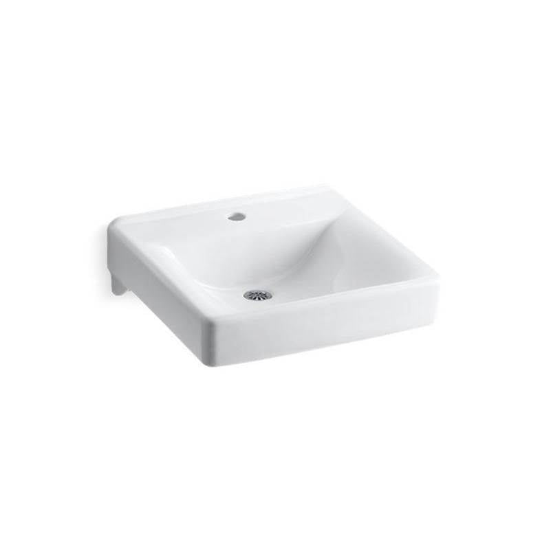 Soho  20" x 18" wall-mount/concealed arm carrier bathroom sink with single faucet hole