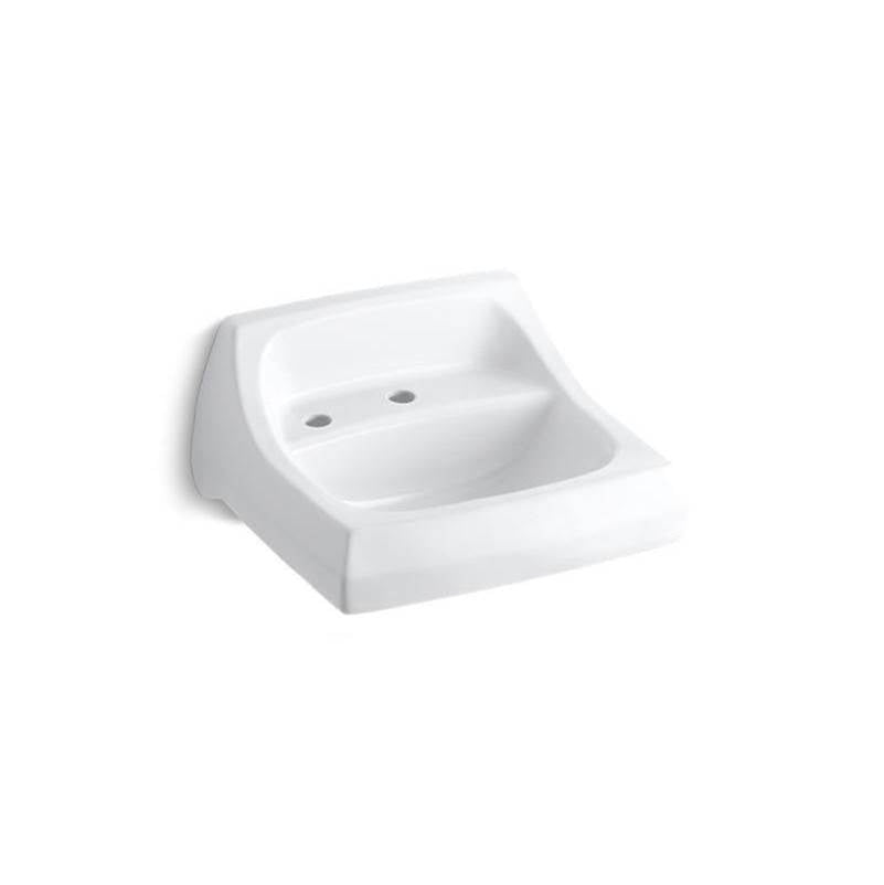 Kingston 21-1/4" x 18-1/8" wall-mount/concealed arm carrier bathroom sink with single faucet hole and left-hand soap dispenser hole