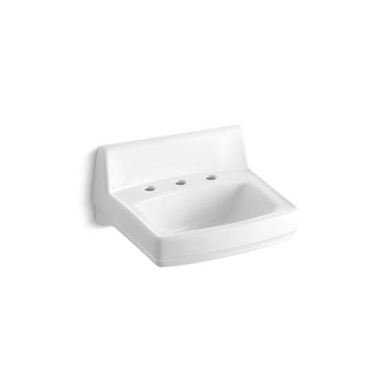 Greenwich 20-3/4" x 18-1/4" wall-mount/concealed arm carrier bathroom sink with widespread faucet holes and no overflow