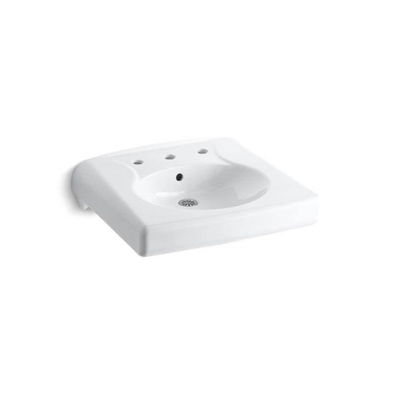 Brenham Wall-mount or concealed carrier arm mount commercial bathroom sink with widespread faucet holes