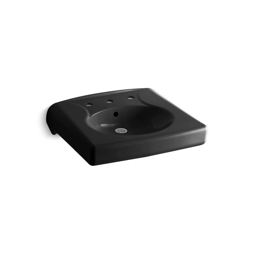 Brenham Wall-mount or concealed carrier arm mount commercial bathroom sink with widespread faucet holes
