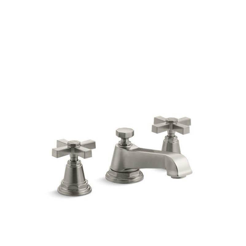 Pinstripe  Pure Widespread bathroom sink faucet with Cross handles, 1.2 gpm