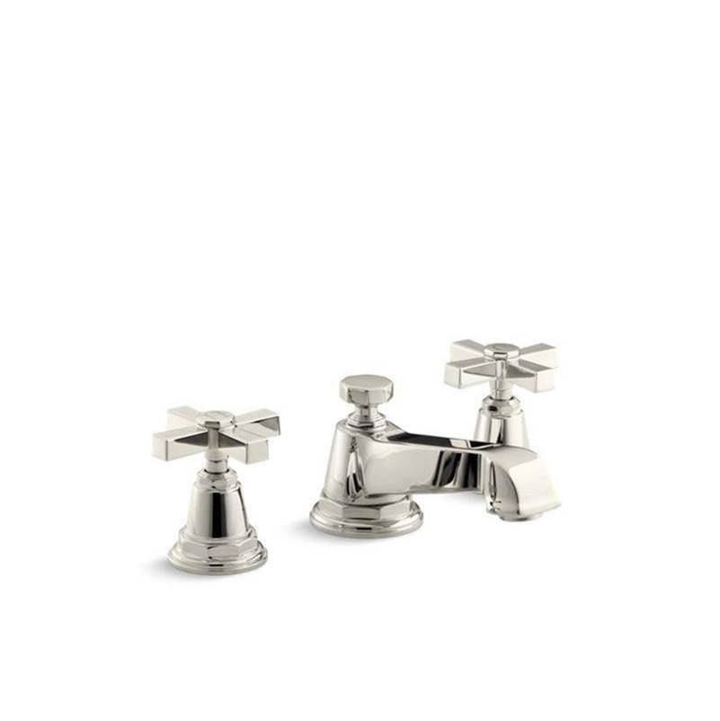 Pinstripe  Pure Widespread bathroom sink faucet with Cross handles, 1.2 gpm