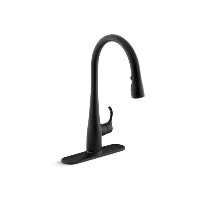 Simplice  Pull-down kitchen sink faucet with three-function sprayhead