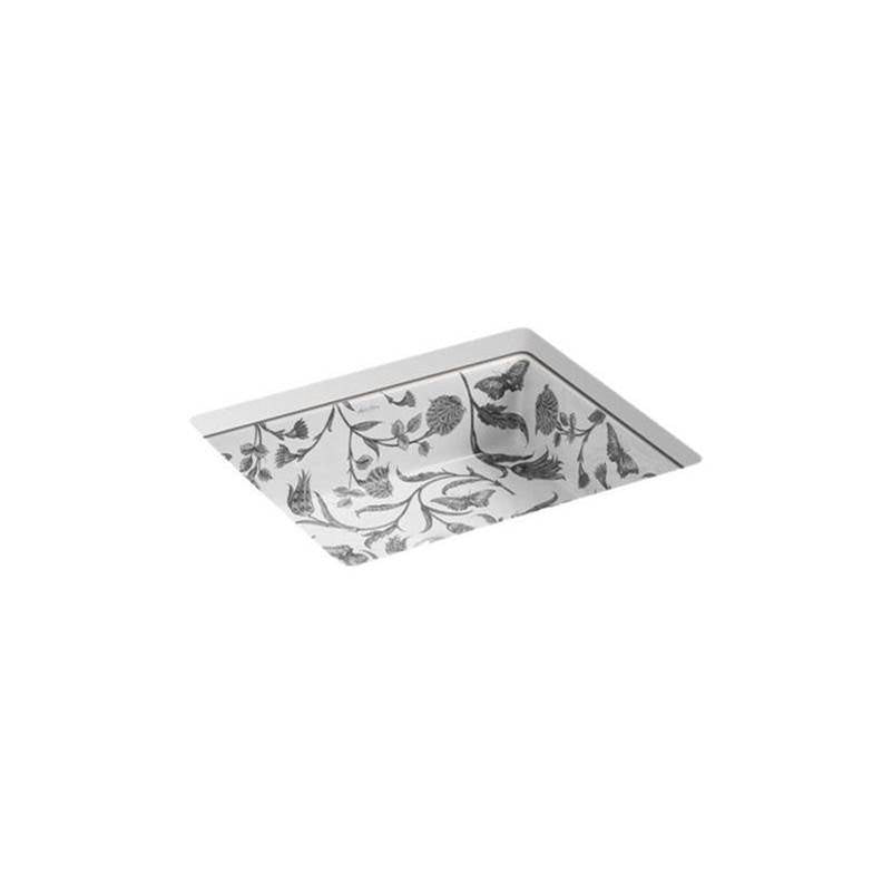 Botanical Study Kathryn  19-3/4" rectangular undermount bathroom sink, no overflow
