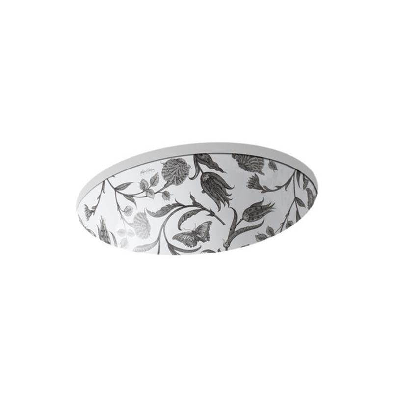 Botanical Study Caxton  19-1/4" oval undermount bathroom sink, no overflow