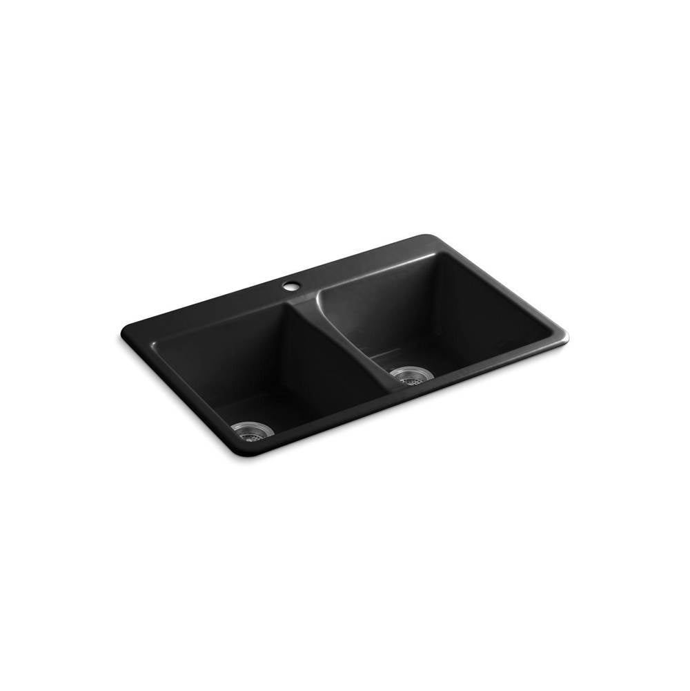 33" top-mount double-bowl kitchen sink