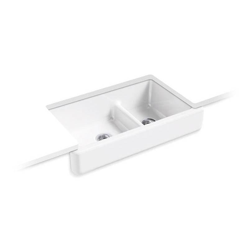 Whitehaven  Smart Divide  35-1/2" undermount double-bowl farmhouse kitchen sink with short apron
