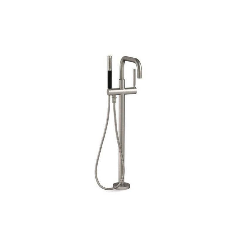 Purist  Floor-mount bath filler trim with handshower