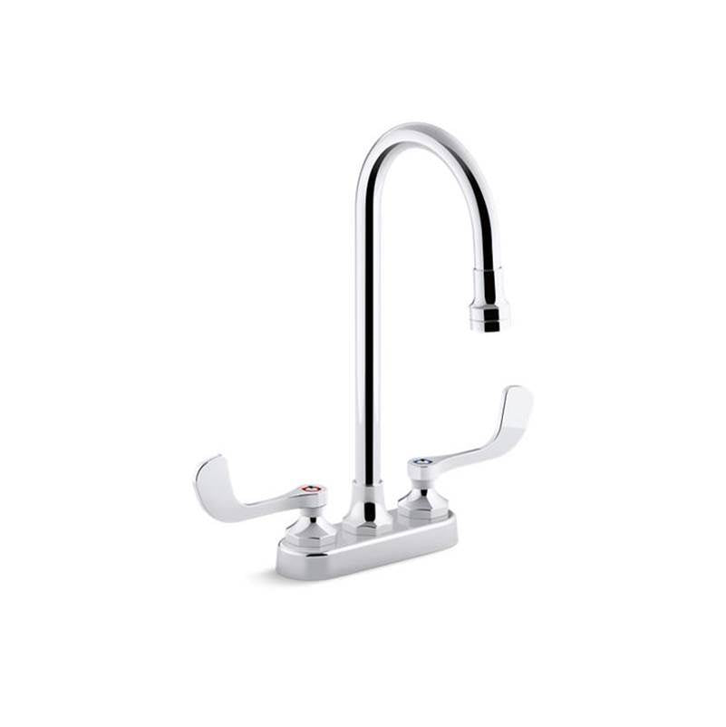 Triton  Bowe  0.5 gpm centerset bathroom sink faucet with laminar flow, gooseneck spout and wristblade handles, drain not included