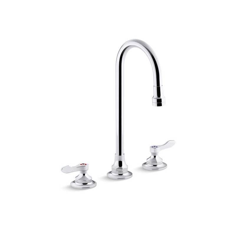 Triton  Bowe  0.5 gpm widespread bathroom sink faucet with aerated flow, gooseneck spout and lever handles, drain not included
