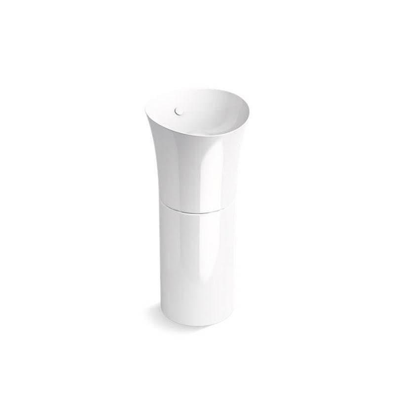 Veil 16" round pedestal bathroom sink