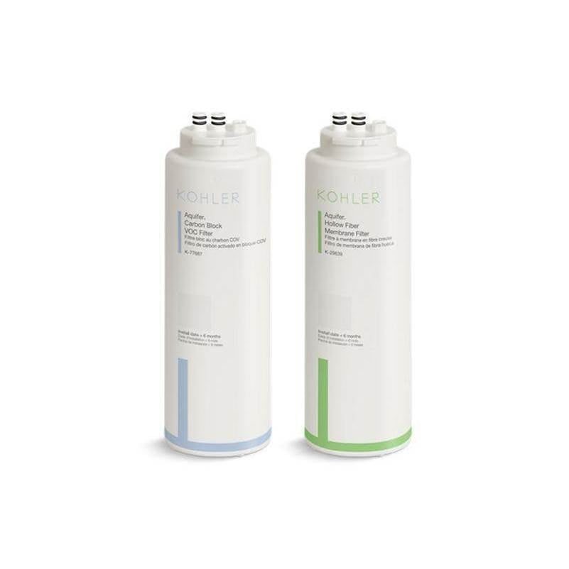 Aquifer + Replacement filter cartridge two-pack with hollow fiber membrane and carbon block VOC