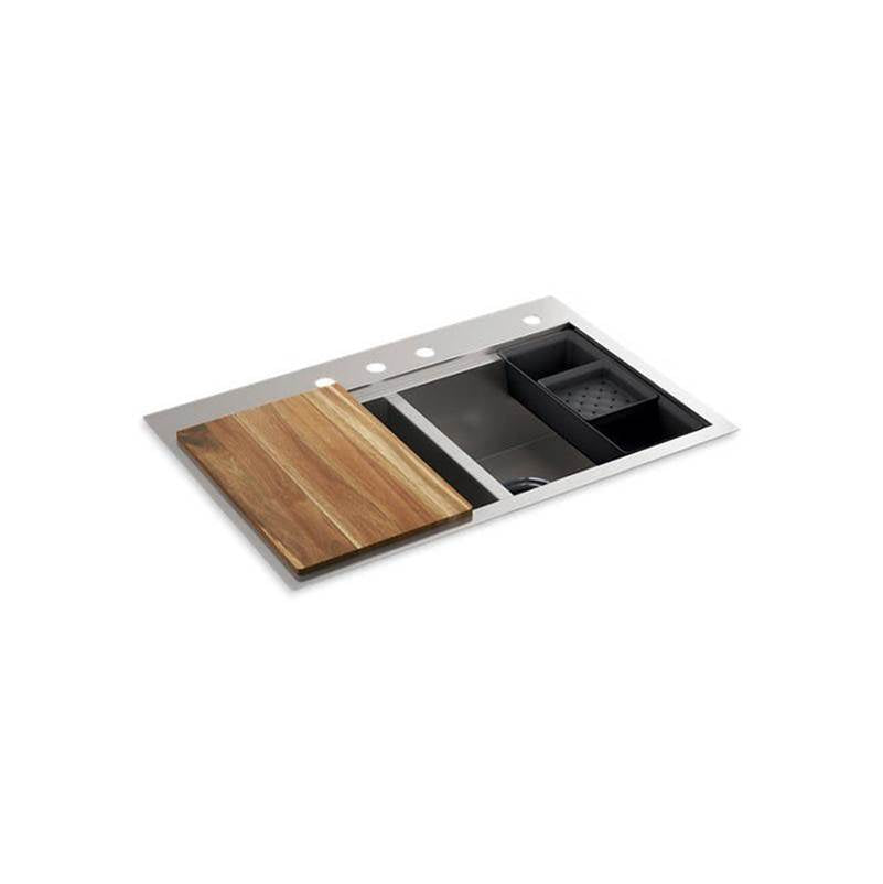 33" top-/undermount double-bowl kitchen sink
