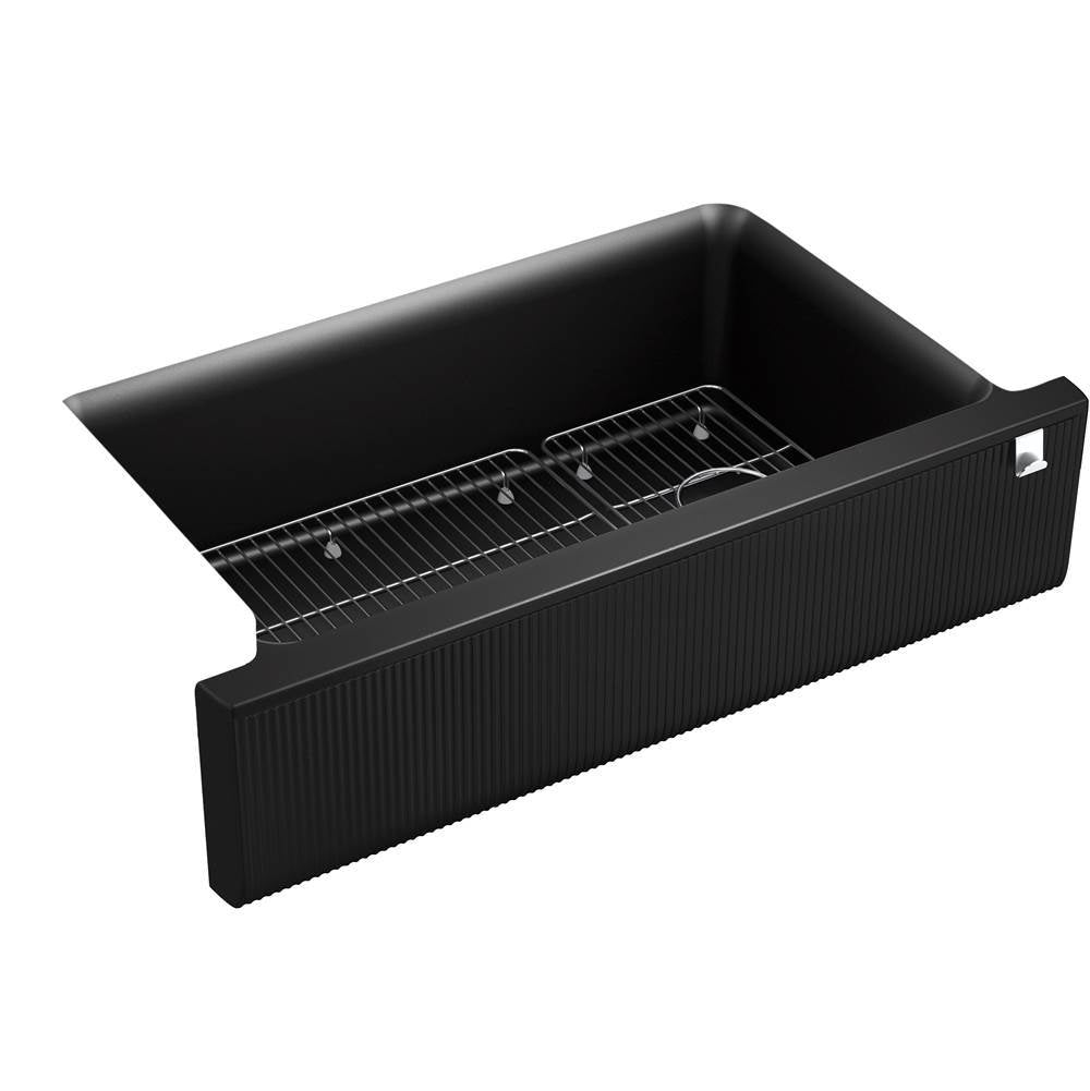 Cairn  34" undermount single-bowl farmhouse kitchen sink with fluted design