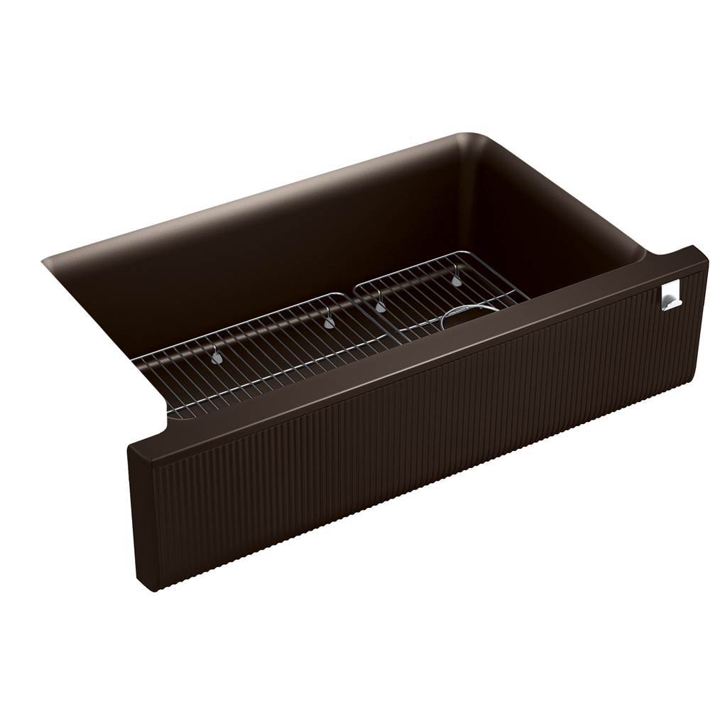 Cairn  34" undermount single-bowl farmhouse kitchen sink with fluted design