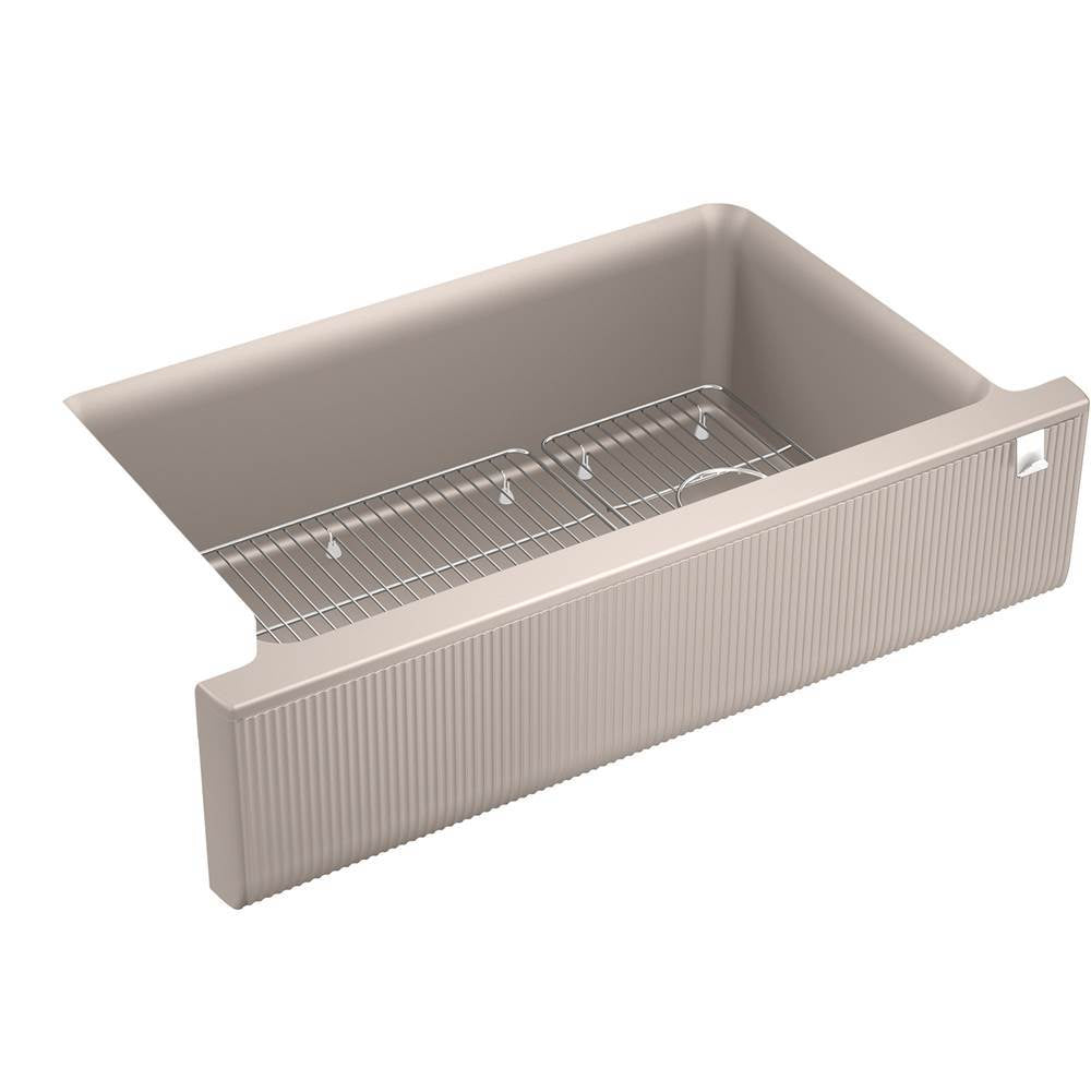Cairn  34" undermount single-bowl farmhouse kitchen sink with fluted design
