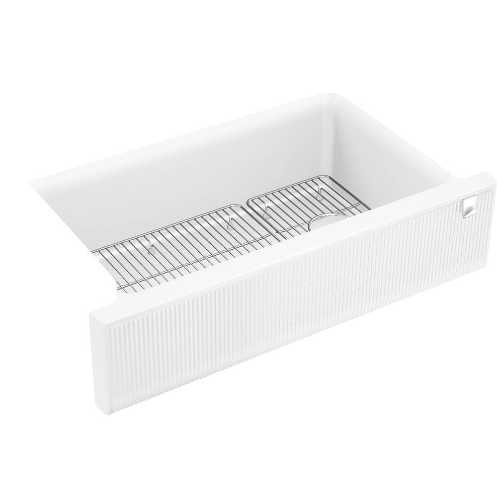Cairn  34" undermount single-bowl farmhouse kitchen sink with fluted design